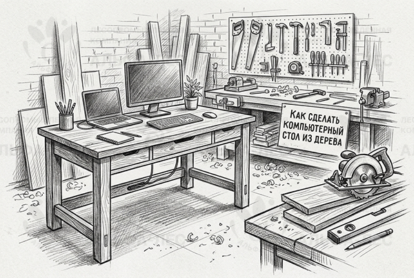 Как сделать компьютерный стол из дерева